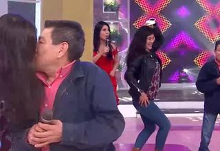 Dilbert Aguilar fue sorprendido por su esposa con beso y tremendo baile en vivo