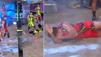 Ignacio Baladán cayó intempestivamente durante juego con Leyla Chihuán en vóley playa