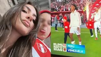 Natalie Vértiz conmovida al ver a su hijo mayor Liam en el partido Perú vs. Venezuela