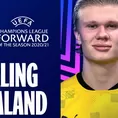 Champions League: Haaland fue elegido mejor delantero de la temporada 2020/21