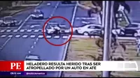 Ate: Heladero se salvó de morir tras ser atropellado por un auto