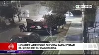 Ate: Hombre arriesgó su vida para evitar el robo de su camioneta