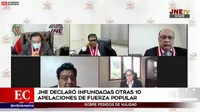 JNE declaró infundadas diez apelaciones de pedidos de nulidad presentadas por Fuerza Popular