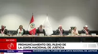 Junta Nacional de Justicia: "Rechazamos el golpe de Estado promovido por Pedro Castillo"