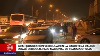 Paro de transportistas: Se registró una gran congestión vehicular en la carretera Ramiro Prialé