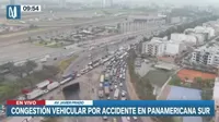 Panamericana Sur: Drone muestra enorme congestión cerca al Puente Primavera en Surco
