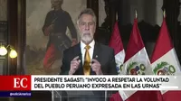 Sagasti: "Invoco a respetar la voluntad del pueblo peruano expresada en las urnas"