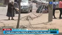 San Juan de Lurigancho: Cables caen frente a la puerta de centro de salud