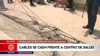 SJL: Cables se caen frente a un centro de salud