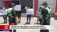 Tacna: Afiliados a la ONP protestaron contra el presidente Francisco Sagasti 