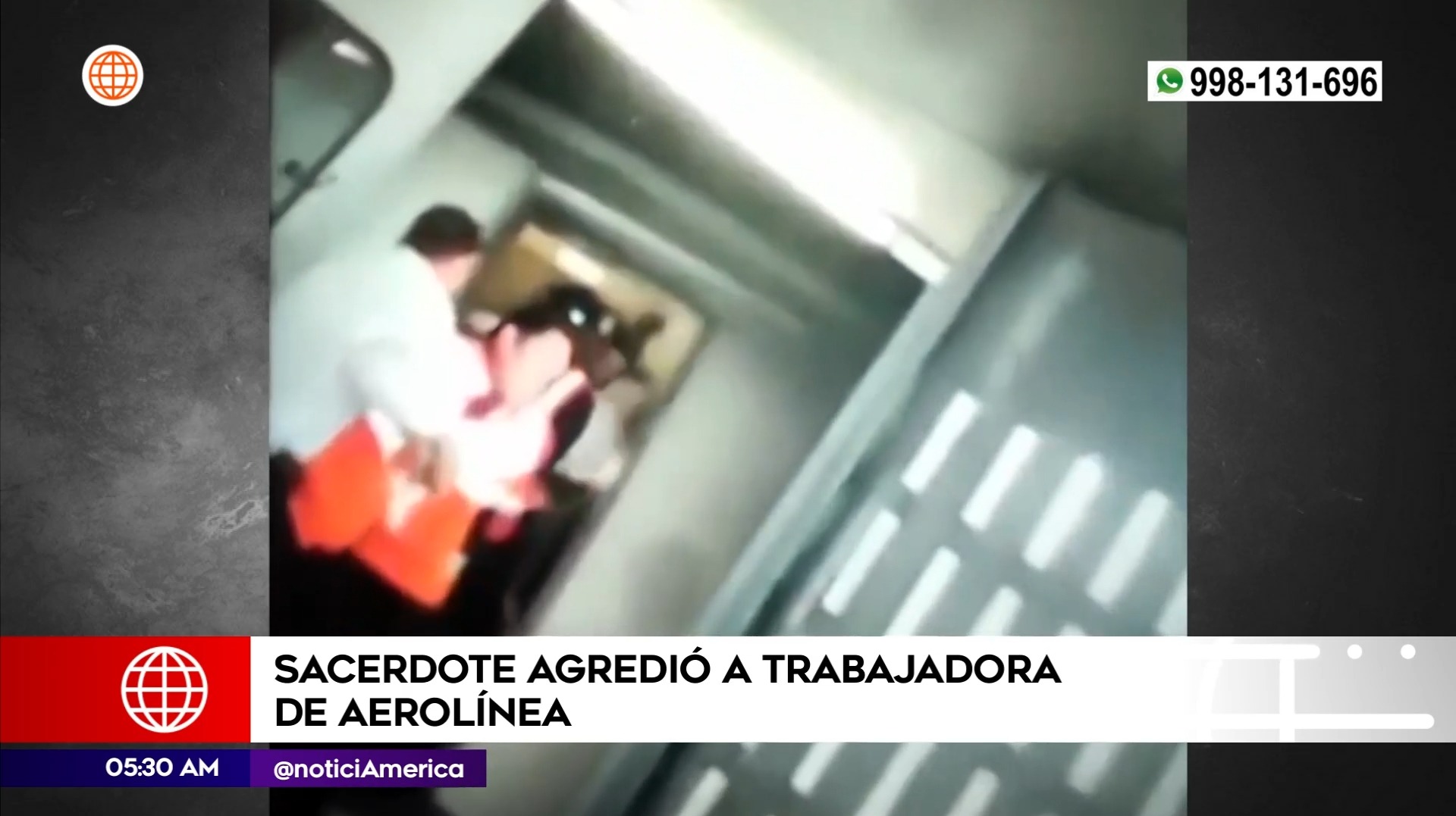 Sacerdote agredió a trabajadora de aerolínea. Foto: América Noticias
