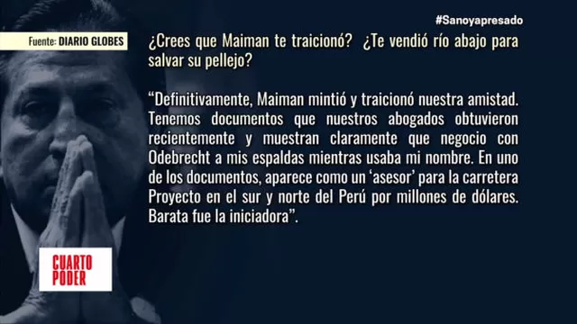 Alejandro Toledo a diario Globes: Maiman mintió y traicionó nuestra amistad