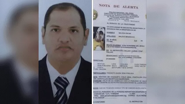 Nelson Oscar Málave Benaducci de 36 años desapareció en el Callao. Foto: Policía Nacional