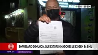 Breña: Empresario denuncia que extorsionadores le exigen 5 mil soles
