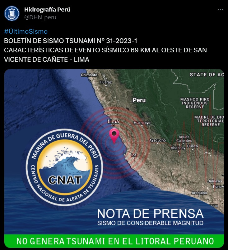 Captura de pantalla: X (Hidrografía Perú)