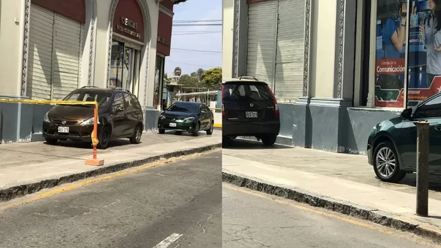 Vehículos invaden la vereda para poder estacionar