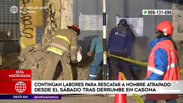 Cercado de Lima: Bomberos continúan trabajando para rescatar a obrero