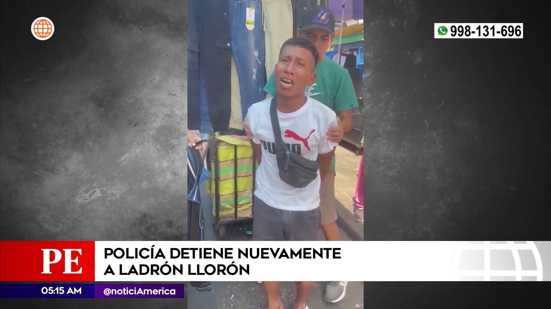 Ladrón detenido en el Cercado de Lima. Foto: América Noticias