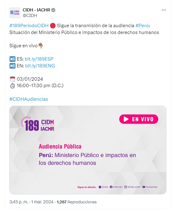 CIDH evaluó situación de la Fiscalía del Perú y los impactos en los derechos humanos