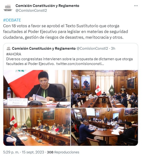 Imagen: Twitter/Comisión de Constitución
