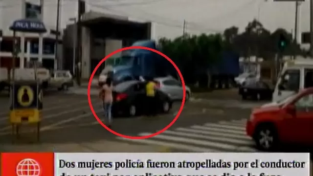 Conductor de taxi por aplicativo atropelló a dos mujeres policía al fugarse