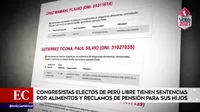 Congresistas electos de Perú Libre tienen sentencias por alimentos y reclamos de pensión para sus hijos