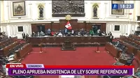 Congreso de la República aprobó por insistencia dictamen de ley sobre referéndum