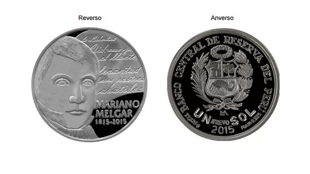    La nueva moneda de un sol rinde homenaje a Mariano Melgar / Foto: Banco Central de Reserva del Perú