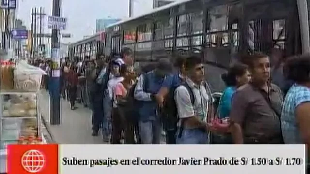 Corredor Javier Prado: pasajeros piden más buses ante alza del pasaje