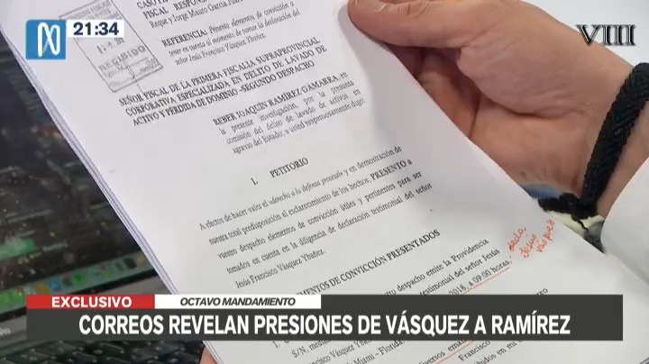 Correos electrónicos revelan presiones de Jesús Vásquez a Joaquín Ramírez