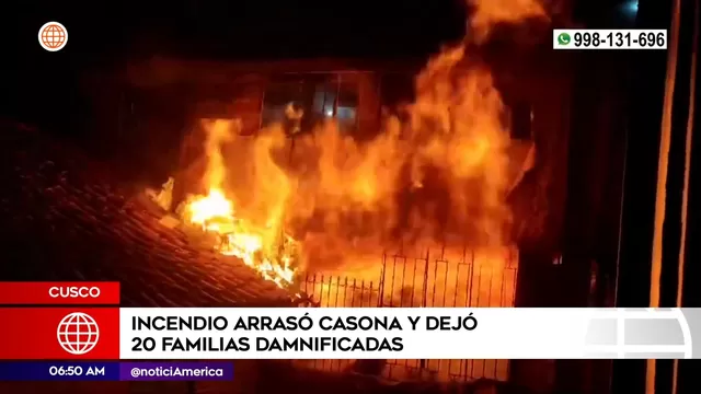 Cusco: 20 familias damnificadas tras incendio en casona