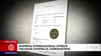 Empresa internacional ofrece vacunas contra el coronavirus