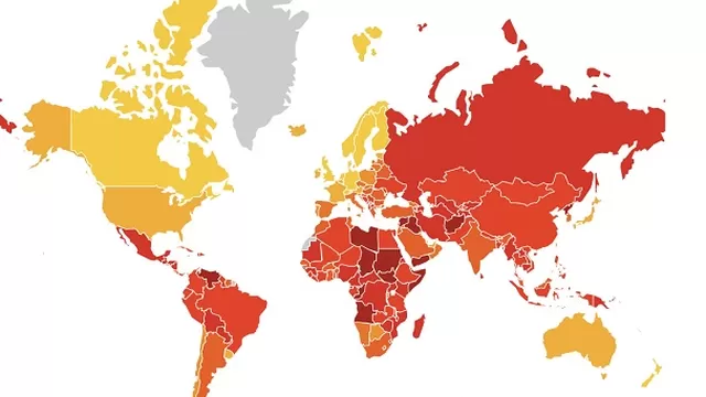 Mapa de índice de percepción de la corrupción. Foto: Transparencia Internacional
