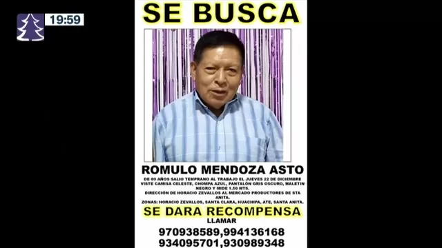 Santa Anita: Familia pide ayuda para encontrar a anciano desaparecido