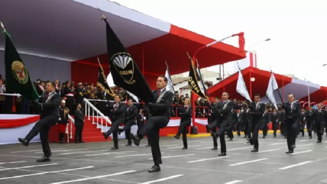 Los miembros del GEIN marchando durante la parada militar Foto: Presidencia/Andina