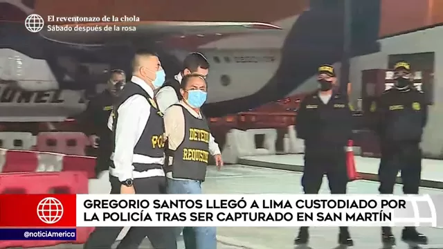 Gregorio Santos arribó a Lima en un avión de la Policía tras ser capturado en San Martín