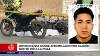 Huachipa: Motociclista murió tras ser arrollado por camión