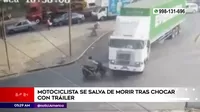 Huachipa: Motociclista salvó de morir tras chocar con tráiler
