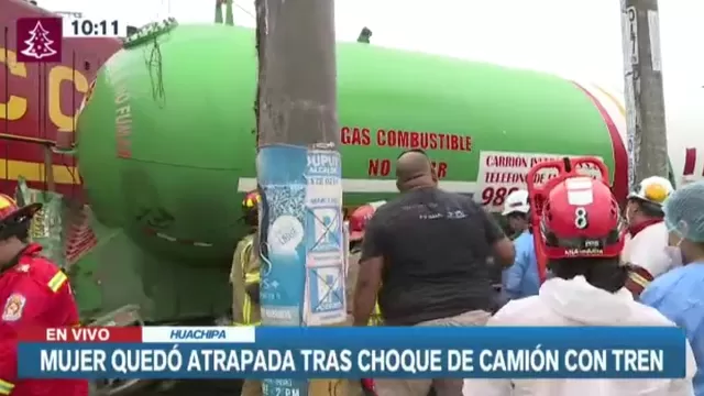 Huachipa: Mujer terminó atrapada entre un camión cisterna y un tren