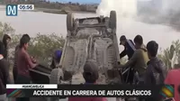 Huancavelica: Piloto perdió control de vehículo y volcó en rally de autos clásicos