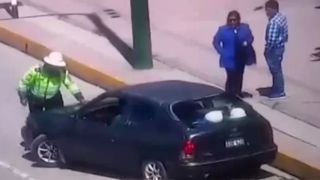 Huancayo: chofer intenta atropellar a policía que le impuso papeleta