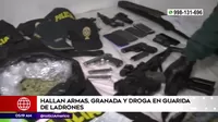 Huaycán: Hallan armas, drogas y granada en guarida de delincuentes