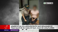 Ica: Apareció adolescente desaparecida tras salir de su casa en San Juan de Miraflores