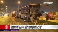 Independencia: Bus del Metropolitano se despista y deja a pasajeros heridos