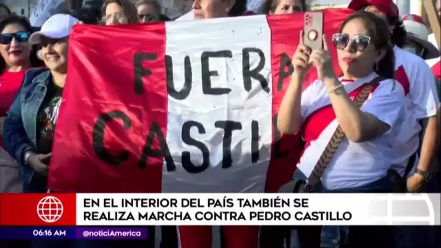 En el interior del país también marcharon contra Pedro Castillo