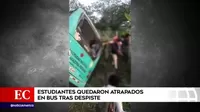 Iquitos: Estudiantes quedaron atrapados en bus tras despiste