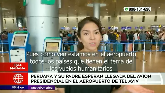 Israel: Peruana y su padre esperan llegada de avión presidencial en aeropuerto de Tel Aviv