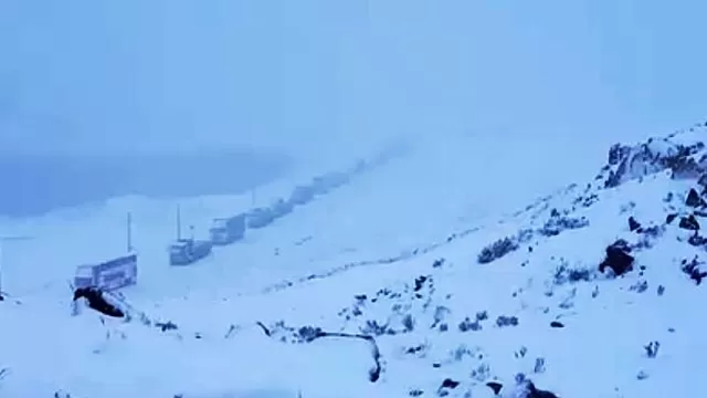 Junín: Carretera Central luce cubierta de gran cantidad de nieve