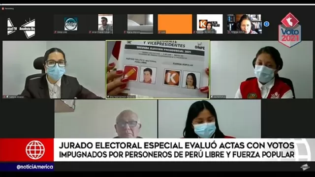 Jurado Electoral Especial evaluó actas con votos impugnados por personeros de Perú Libre y Fuerza Popular