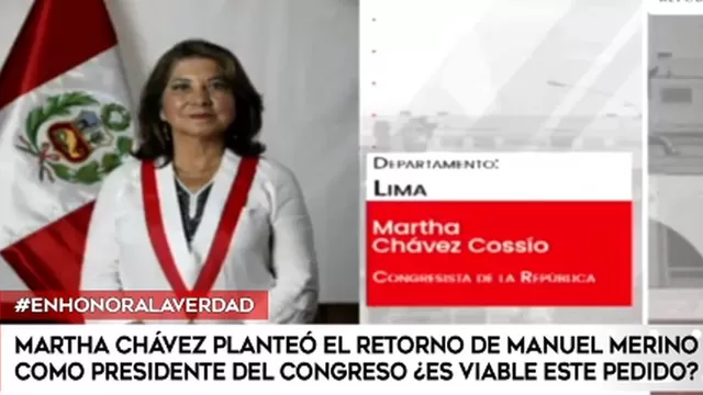 Martha Chávez planteó el retorno de Merino como presidente del Congreso, ¿Es viable su pedido?
